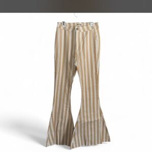 Peach Love California Tan and White Striped bellbottoms